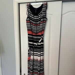 En Focus Maxi dress coral black and white size 12 women